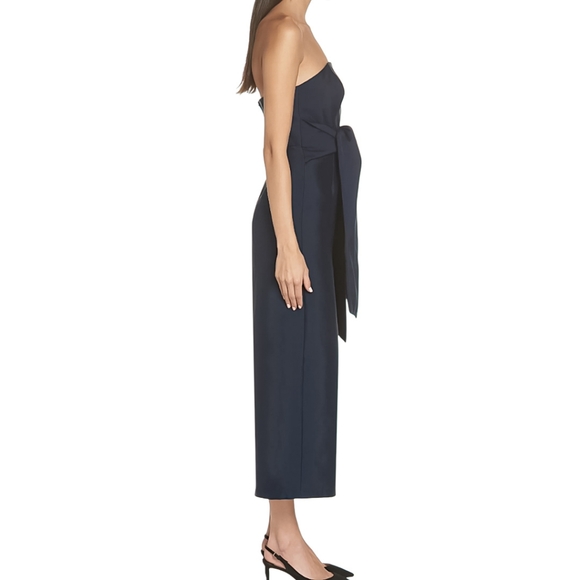 Keepsake the label jumpsuit Navy Blue Strapless Asymmetrical Knot Wide leg (S) - Picture 12 of 14